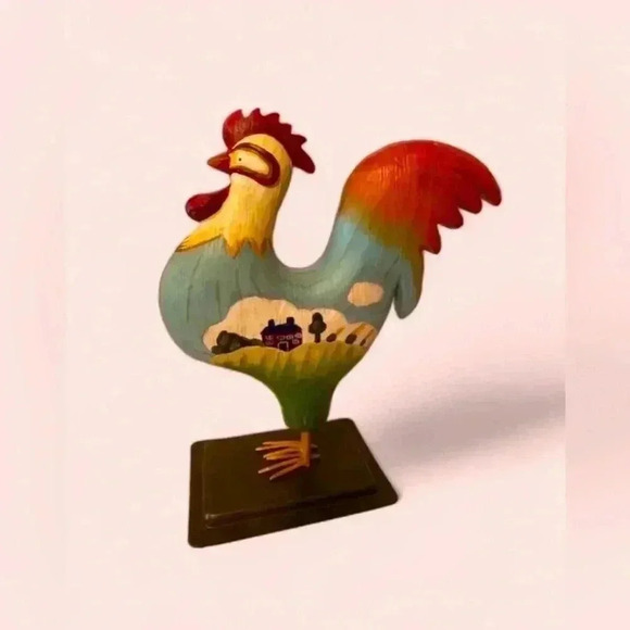 🔻Vintage🔻RUSS Berrie Folk Art Rooster Figurine, 7’’🐔 - Picture 6 of 8